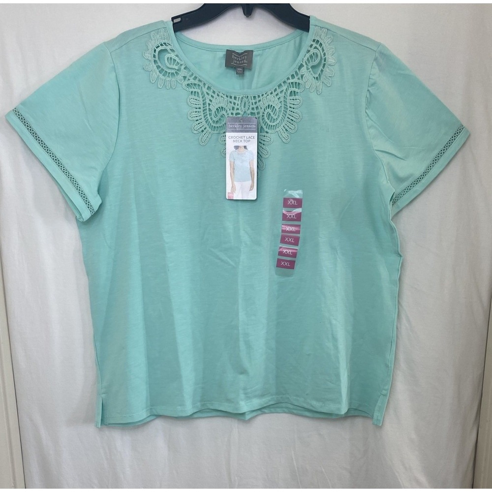 Womens Sleeve T-Shirt Tops Ladies Short Sleeve Blouse CROCHET LACENECK TOP XXL